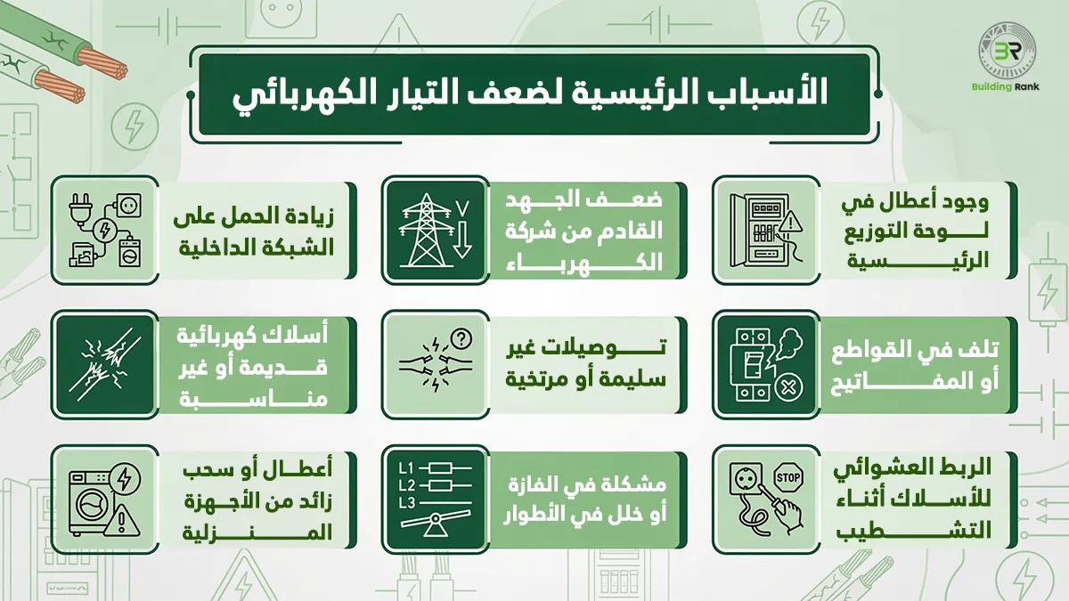 حل مشكلة ضعف التيار الكهربائي