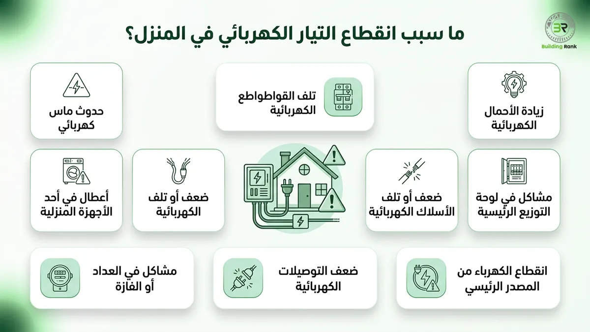 سبب انقطاع التيار الكهربائي في المنزل