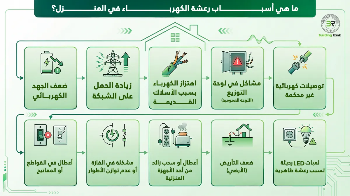 أسباب رعشة الكهرباء في المنزل
